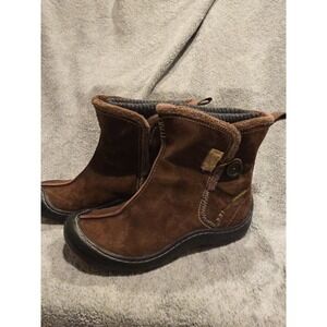 Clarks Privo Hayseed Brown Leather Suede Sweater Ankle Boots 6.5M Pull-On